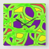 Pop Art Graffiti Quadratische Wanduhr (Vorderseite)