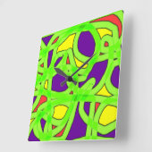 Pop Art Graffiti Quadratische Wanduhr (Winkel)