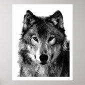 Pop Art Gray Wolf Face Poster Print (Vorne)