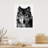 Pop Art Gray Wolf Face Poster Print (Küche)