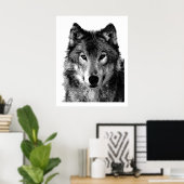 Pop Art Gray Wolf Face Poster Print (Heimbüro)