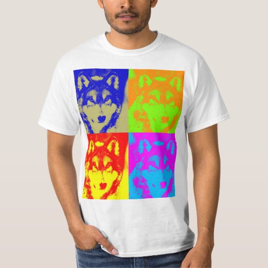 Pop Art Gray Wolf T-Shirt (Vorderseite)