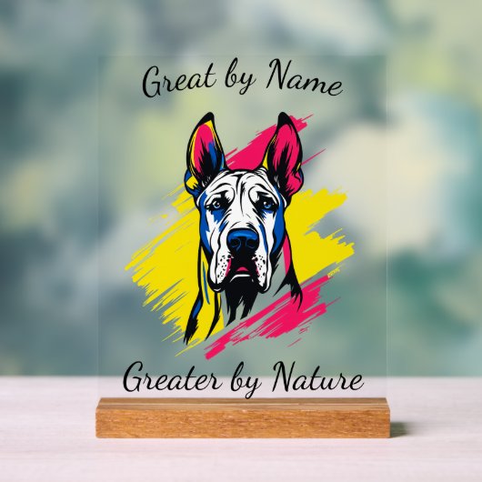 Pop Art Great Dane individualisierbares Design Acrylschild (Neutral)