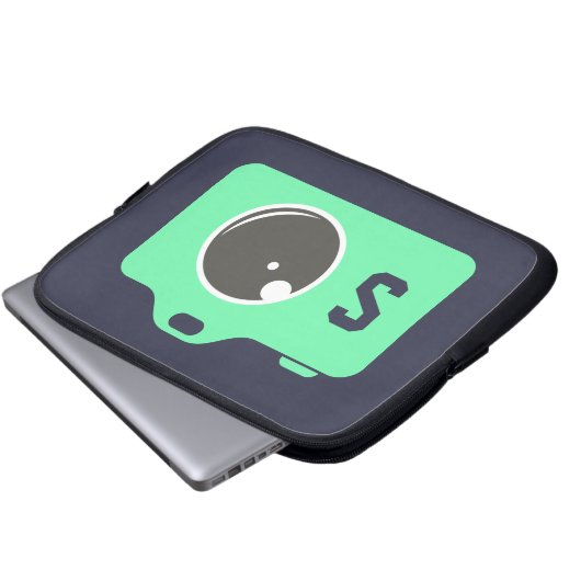 Pop Art Green Camera Blue Monogram Laptopschutzhülle (Vorne Knopf)