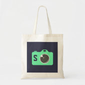 Pop Art Green Camera Blue Monogram Tragetasche (Vorne)