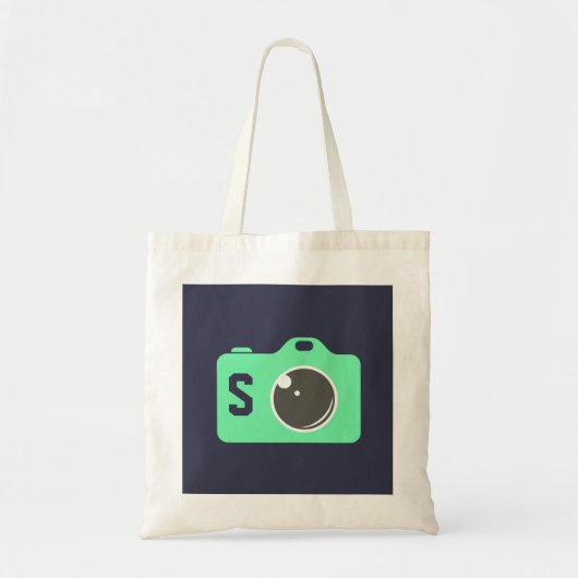 Pop Art Green Camera Blue Monogram Tragetasche (Vorne)