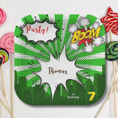 Pop Art Green Comic Geburtstag Pappteller