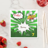Pop Art Green Comic Geburtstag Serviette (Beispiel)