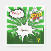 Pop Art Green Comic Geburtstag Serviette (Vorderseite)