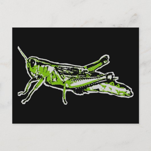 Pop Art Green Grasshopper Postkarte (Vorderseite)
