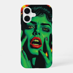 Pop-Art grüne Frau. iPhone 16 Hülle