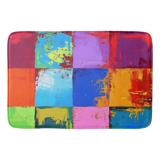 Pop Art grunge Farbblöcke Badematte (Vorderseite)