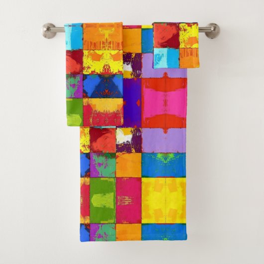 Pop Art grunge Farbblöcke Badhandtuch Set (Insitu)
