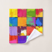 Pop Art grunge Farbblöcke Badhandtuch Set (Waschlappen)