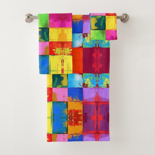 Pop Art grunge Farbblöcke Badhandtuch Set (Insitu)