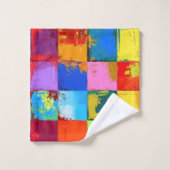 Pop Art grunge Farbblöcke Badhandtuch Set (Waschlappen)