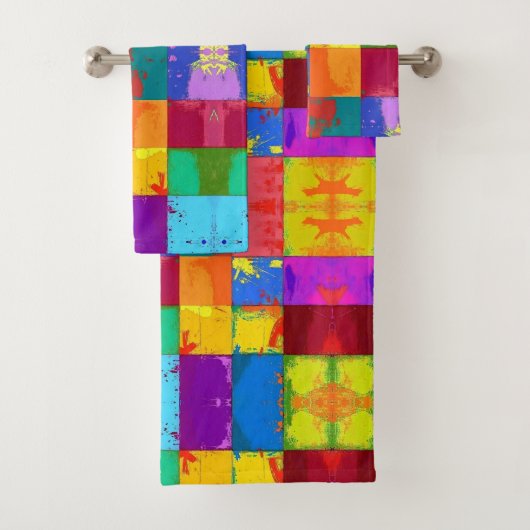Pop Art grunge Farbblöcke Badhandtuch Set (Insitu)