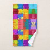 Pop Art grunge Farbblöcke Badhandtuch Set (Handtuch)