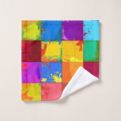 Pop Art grunge Farbblöcke Badhandtuch Set (Waschlappen)