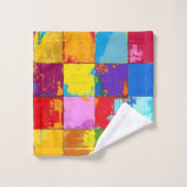 Pop Art grunge Farbblöcke Badhandtuch Set (Waschlappen)