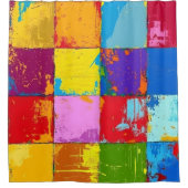 Pop Art grunge Farbblöcke Duschvorhang (Vorderseite)