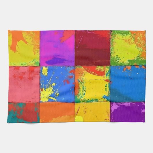 Pop Art grunge Farbblöcke Geschirrtuch (Horizontal)