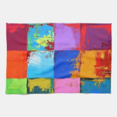 Pop Art grunge Farbblöcke Geschirrtuch (Horizontal)