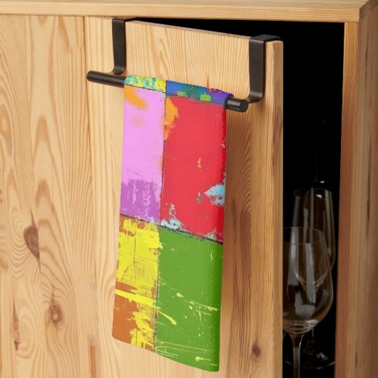 Pop Art grunge Farbblöcke Geschirrtuch (Drittel gefaltet)