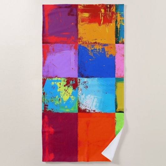 Pop Art grunge Farbblöcke Strandtuch (Vorderseite)