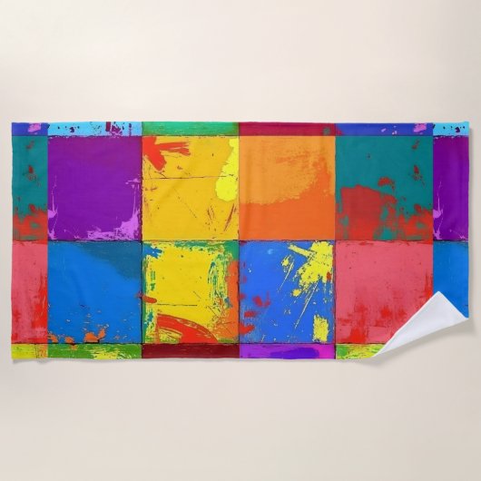 Pop Art grunge Farbblöcke Strandtuch (Vorderseite)