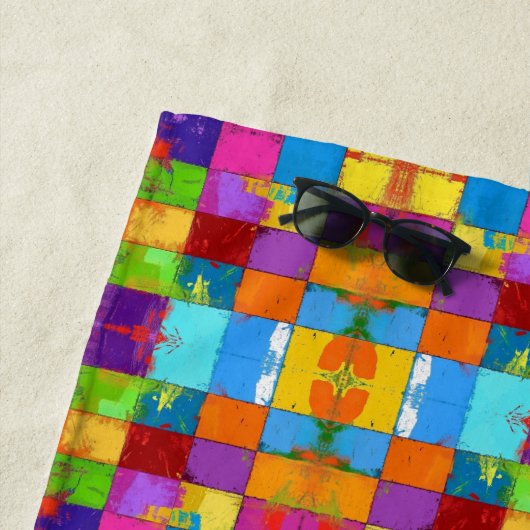 Pop Art grunge Farbblöcke Strandtuch (Beispiel)