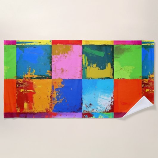 Pop Art grunge Farbblöcke Strandtuch (Vorderseite)