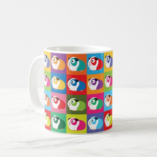 Pop Art Guinea Schweine Kaffeetasse (Vorderseite Links)
