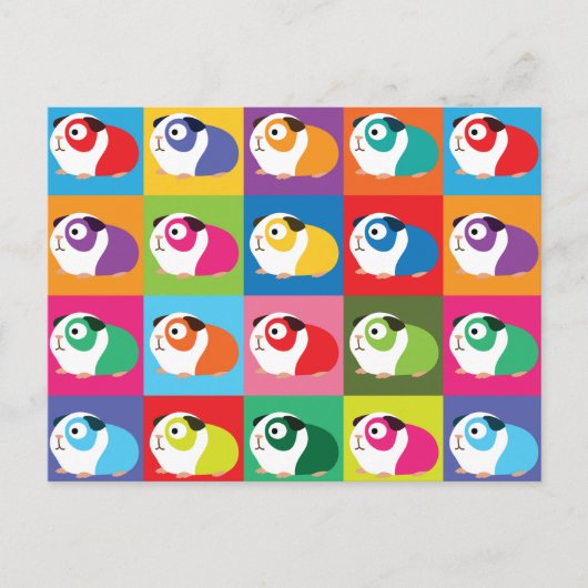 Pop Art Guinea Schweine Postkarte (Vorderseite)