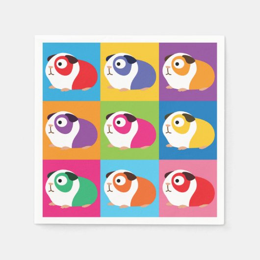 Pop Art Guinea Schweine Serviette (Vorderseite)