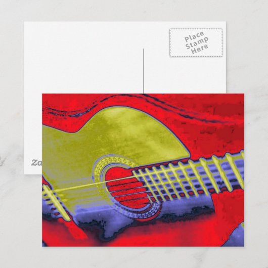 Pop Art Guitar Postkarte (Vorne/Hinten)