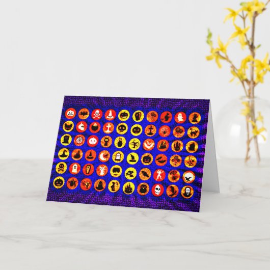 Pop Art Halloween Icons Karte (Gelbe Blume)