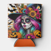 Pop Art Halloween Sugar Skull, Ghost und Pumpkins Dosenkühler (Vorderseite)