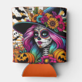 Pop Art Halloween Sugar Skull, Ghost und Pumpkins Dosenkühler (Rückseite)