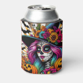 Pop Art Halloween Sugar Skull, Ghost und Pumpkins Dosenkühler (Kanne Rückseite)