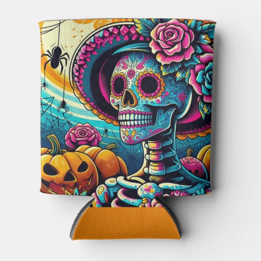 Pop Art Halloween Sugar Skull, Jack-O-Lanterns Dosenkühler (Vorderseite)