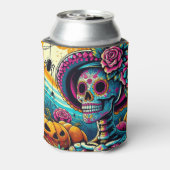 Pop Art Halloween Sugar Skull, Jack-O-Lanterns Dosenkühler (Kanne Rückseite)
