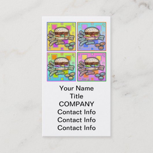Pop Art HAMBURGER BUSINESS CARD Visitenkarte (Vorderseite)