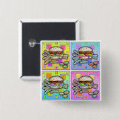 Pop Art HAMBURGER BUTTON (Vorne & Hinten)