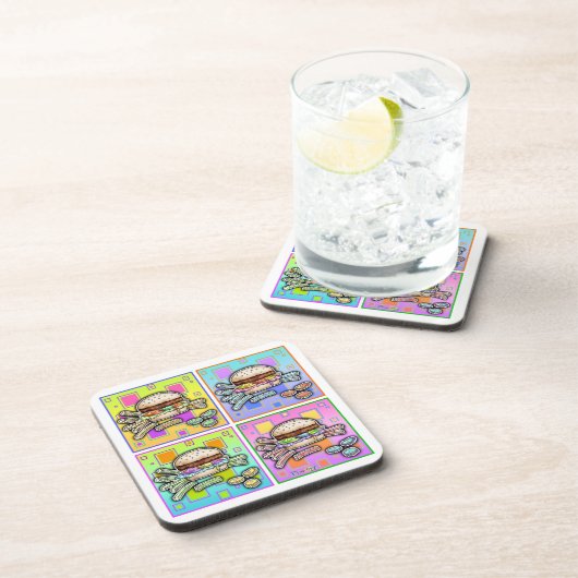 Pop Art HAMBURGER CORK UNTERSETZER SET 6 (Rechte Seite)