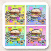 Pop Art HAMBURGER CORK UNTERSETZER SET 6 (Vorderseite)