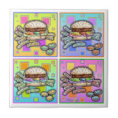 Pop Art HAMBURGER Keramik TITEL - UNTERSETZER - TR (Vorderseite)