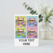 Pop Art HAMBURGER POSTCARD Postkarte (Stehend Vorderseite)