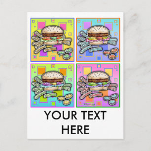 Pop Art HAMBURGER POSTCARD Postkarte