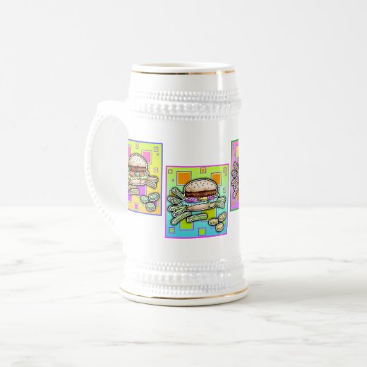 Pop Art HAMBURGER TASSE - Bierstein (Vorderseite Links)